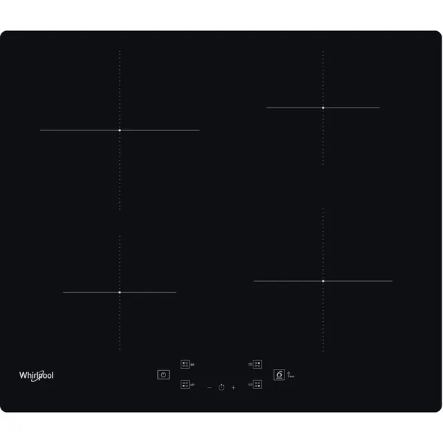 Whirlpool Piano cottura radiante Q2160 NE WS , piano cottura a induzione in vetroceramica, tecnologia 6° senso, da 60 cm, 4 zone