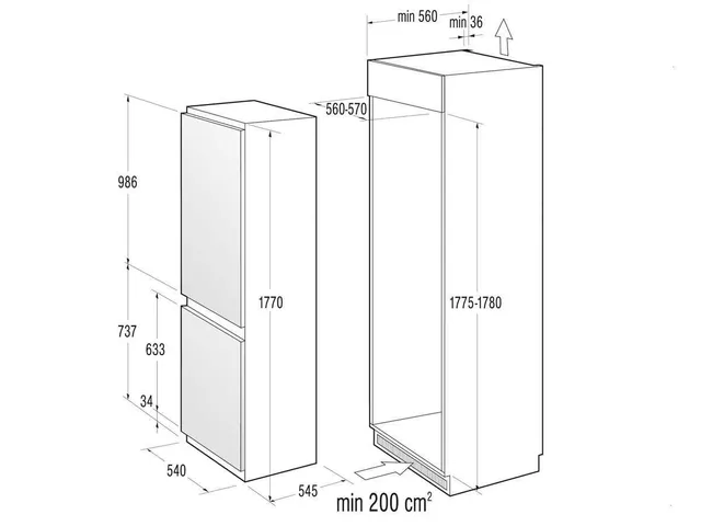Gorenje Frigorifero incasso sottobase NRKI 4182 GW Frigorifero da incasso, classe A++, altezza 177,5