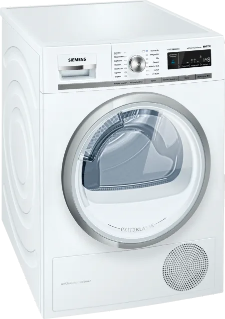 Siemens Asciugatrice WT47W590 Libera installazione Caricamento frontale 9kg A++ Bianco - Asciugatrice (indipendente, Caricamento frontale, Pompa di calore, Bianco, Manopola, Touch, 112 L)