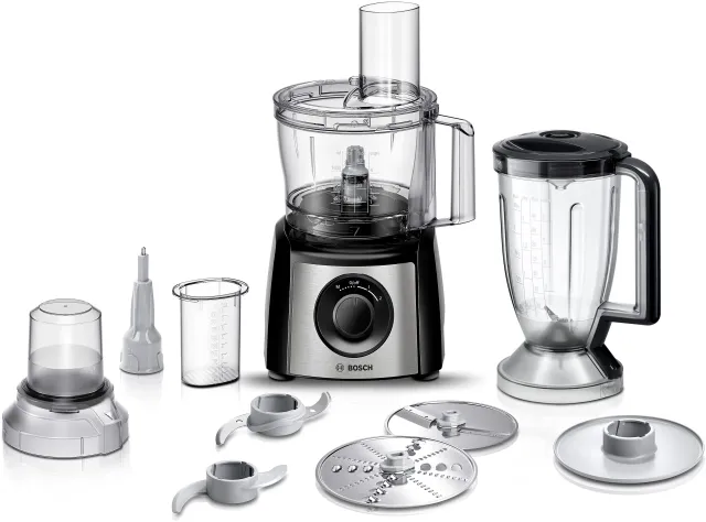 Bosch Robot da cucina MCM3501M Robot da Cucina Multifunzione Compatto , Oltre 50 Funzioni, 800 W, Ciotola 2,3 L, Accessorio Frullatore e Tritatutto Inclusi, Tanti Accessori per Macinare, Affe