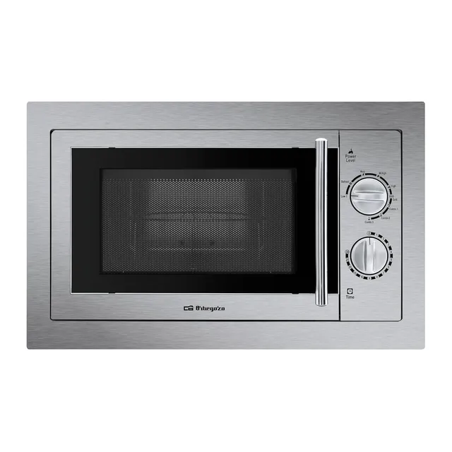 Orbegozo Microonde incasso MIG 2033 Microonde, 800 W, grill da 1000 W, 9 livelli operativi, capacità 20 litri, programma di scongelamento, timer manuale 30 minuti, incasso, acciaio inossidabile