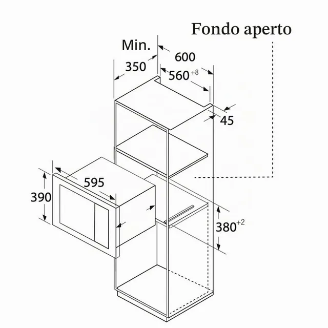 Orbegozo Microonde incasso MIG 2033 Microonde, 800 W, grill da 1000 W, 9 livelli operativi, capacità