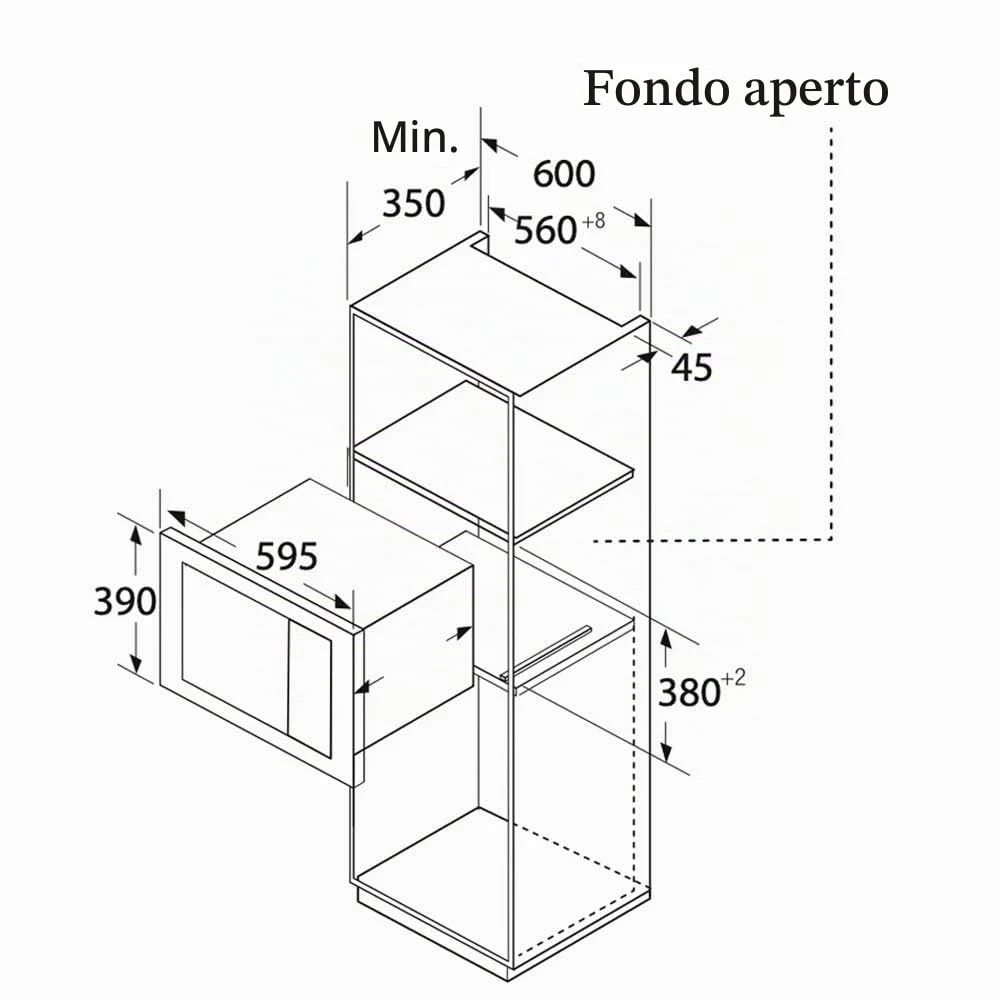 Orbegozo Microonde incasso MIG 2033 Microonde, 800 W, grill da 1000 W, 9 livelli operativi, capacità