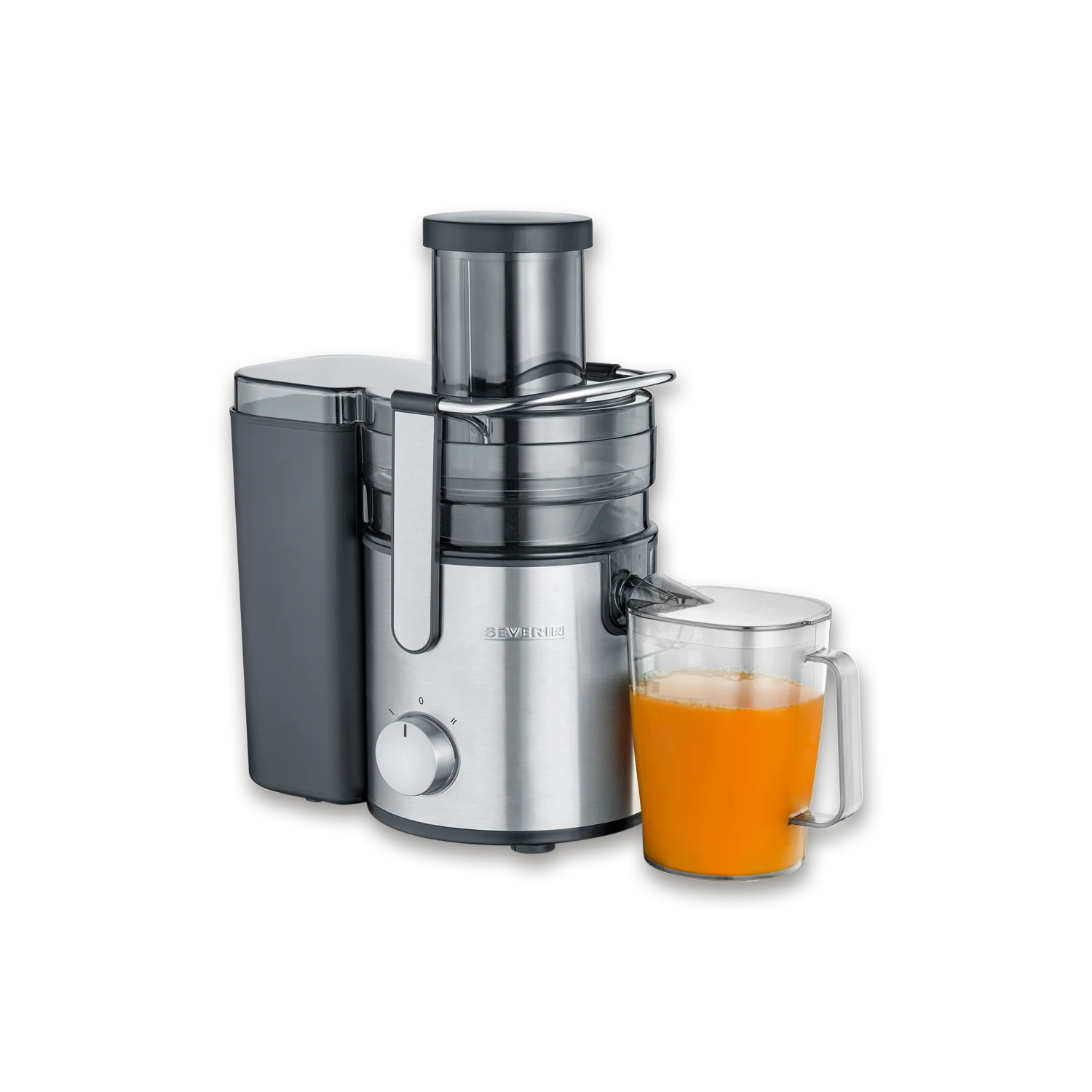 Severin Estrattore di succo 3570 ES Centrifuga compatta 800W con tubo di riempimento XXL e 2 velocità, Centrifuga elettrica con capacità succo 1.1 L e 2.5 L di polpa, Centrifuga frutta e verdur