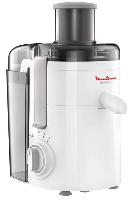 Moulinex Estrattore di succo JU3701 Frutelia + Centrifuga, Ampia Apertura, Facile da Pulire, 2 Velocità e Modalità Pulse, 350 W, Bianco