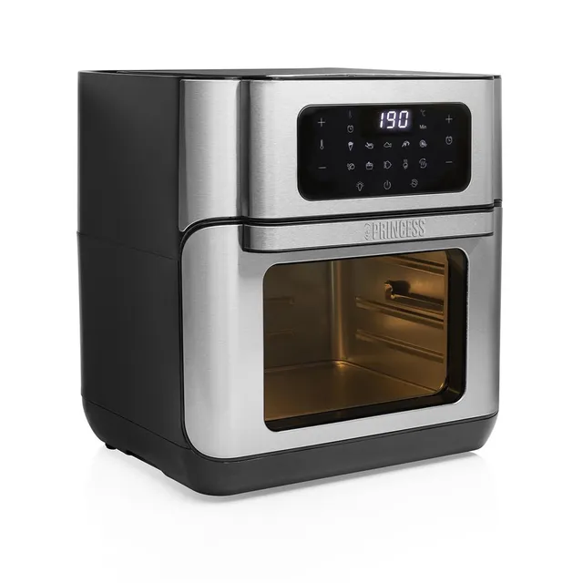Princess Friggitrice ad aria 10 L Friggitrice ad Aria Forno con Cestello Rotante, Airfryer Ventilato, 10 Programmi, Display Touch Digitale, Acciaio Inox, Fino al 66,7% di Risparmio Energetico, 1