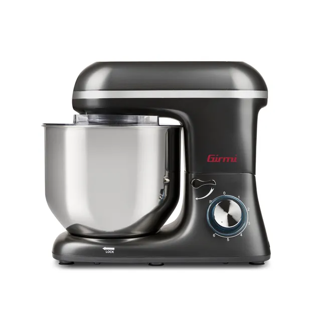 Girmi Planetaria IM46 Impastatrice Planetaria 8 Litri, 1800 W Max, 6 Velocità, Pulse, Contenitore Inox, Dispositivo di Sicurezza, Accessori inclusi, Grigio Antracite