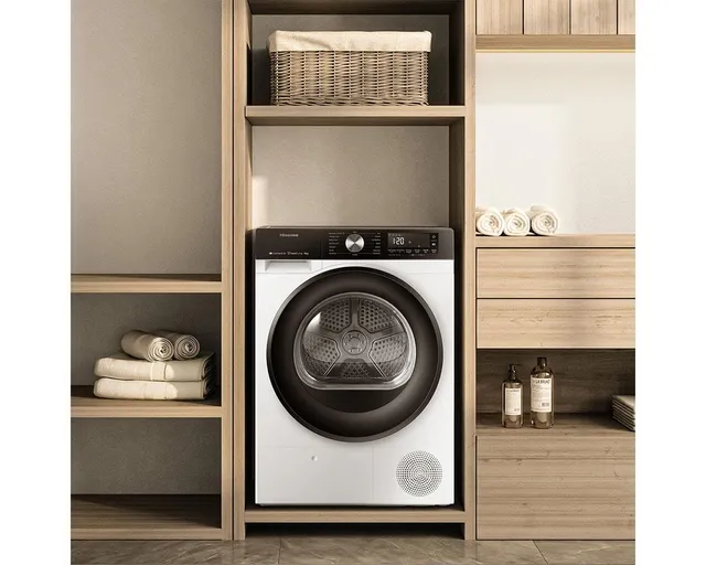 Hisense Asciugatrice incasso DH3S902BWCC Asciugatrice a condensa con pompa di calore, 9 kg, 16 progr