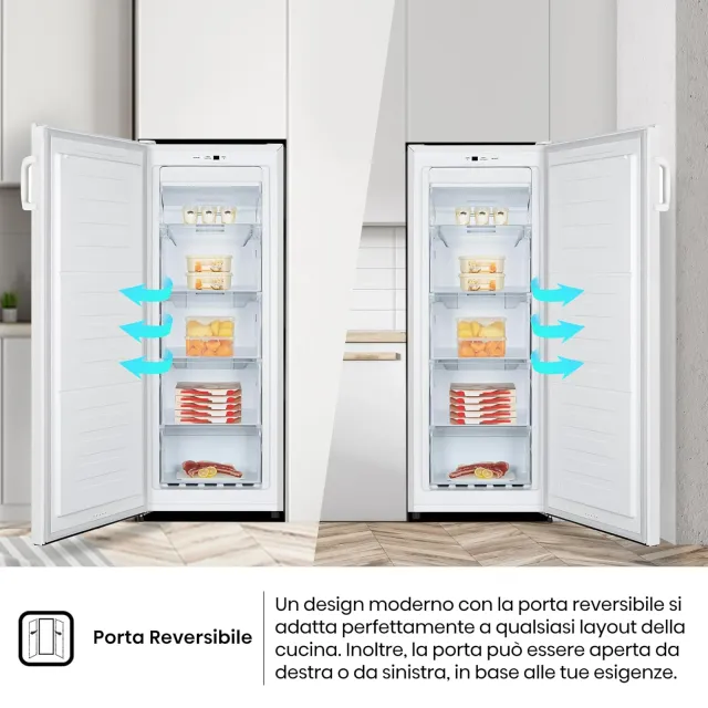Hisense Congelatore FV191N4AW2 Freezer Verticale con display LED, Total No frost, 155 L, Inox