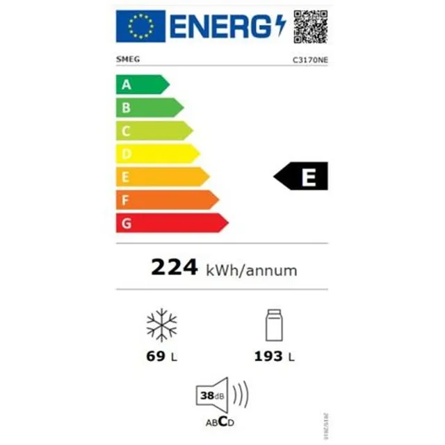 Smeg Frigorifero incasso sottobase 270LT H177 VENTILATO/NO FRIGO INCASSO COMBINATO FROST LED INVERTE