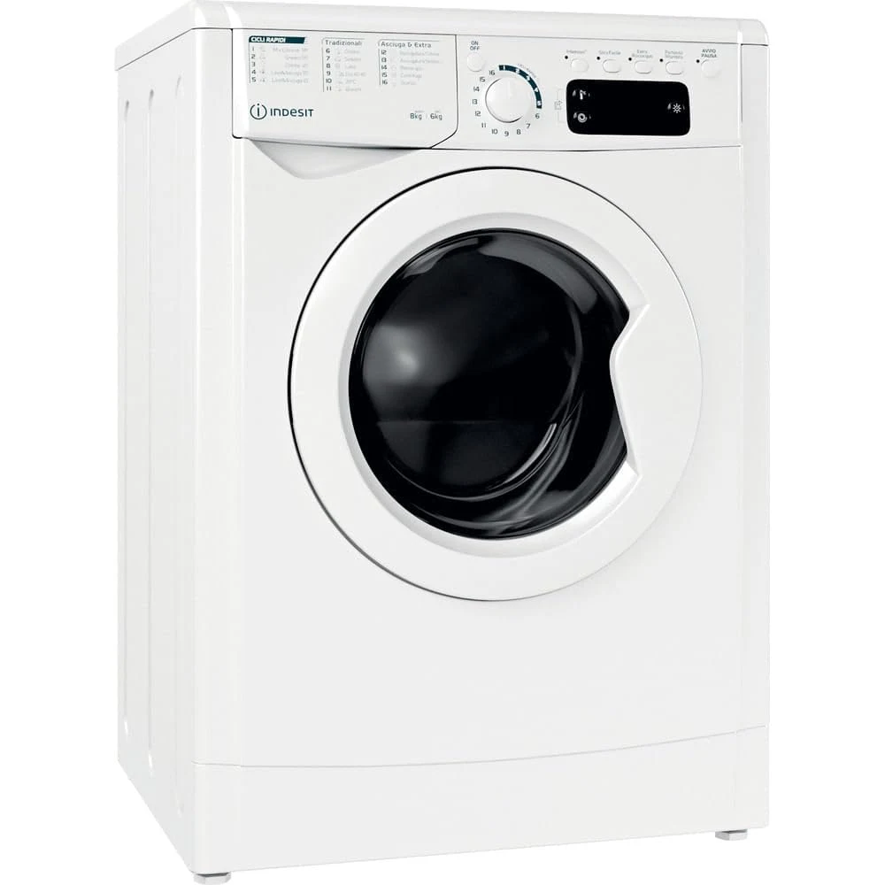 Indesit Lavasciuga incasso EWDE 861483 W IT N Lavasciuga 8kg Carica Frontale, Libera Installazione. Centrifuga 1400 Giri Al Minuto. Larghezza 59,5cm, Profondità 53,5cm, Altezza 85,0cm, Classe Energetica D