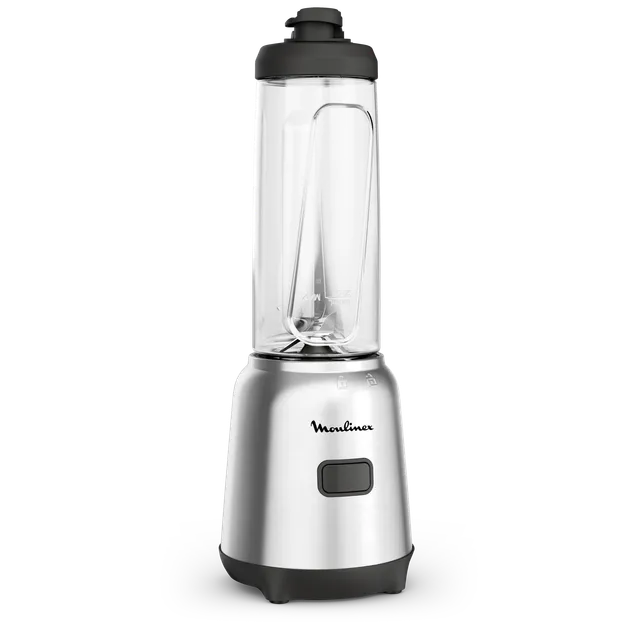 Moulinex Frullatore LM15FD Mix&Move Mini Frullatore Portatile, 2 bottiglie 600 ml, 300 W, Design Compatto, Lame Rimovibili, Frullatore Smoothie con Controllo Semplice, Argento