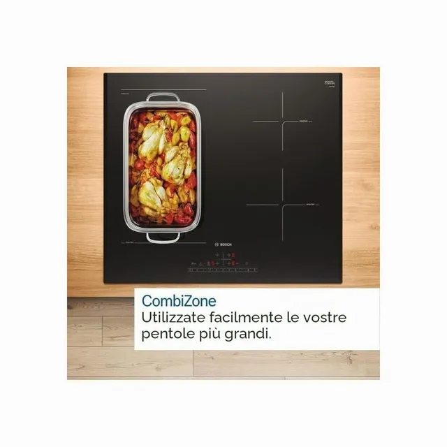 Bosch Piano cottura radiante PVS611BB6E Serie 4 - Piano cottura a induzione, Zona Combi-Induzione