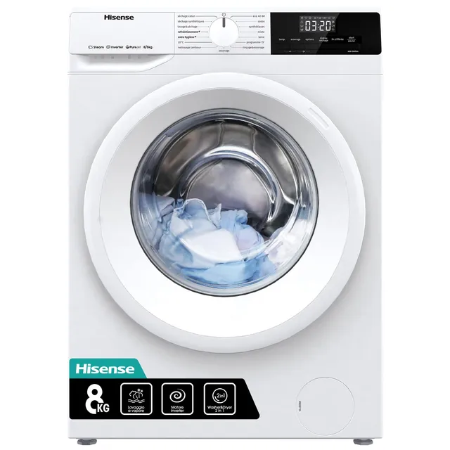 Hisense Lavasciuga WDQE8014EVJM Hisense WDQE8014EVJM Lavasciuga 8 kg 1400 giri 15 programmi