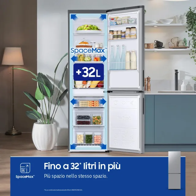Samsung Frigorifero doppia porta RB33B610ESA/EF Frigorifero Combinato Ecoflex , Libera installazione