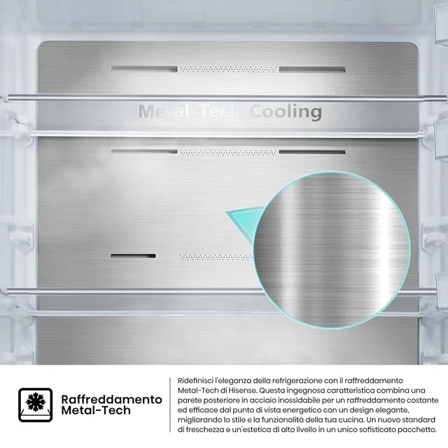 Hisense Frigorifero doppia porta RB645N4BIE Frigorifero Combinato Total No Frost, Multi Air flow, Mo