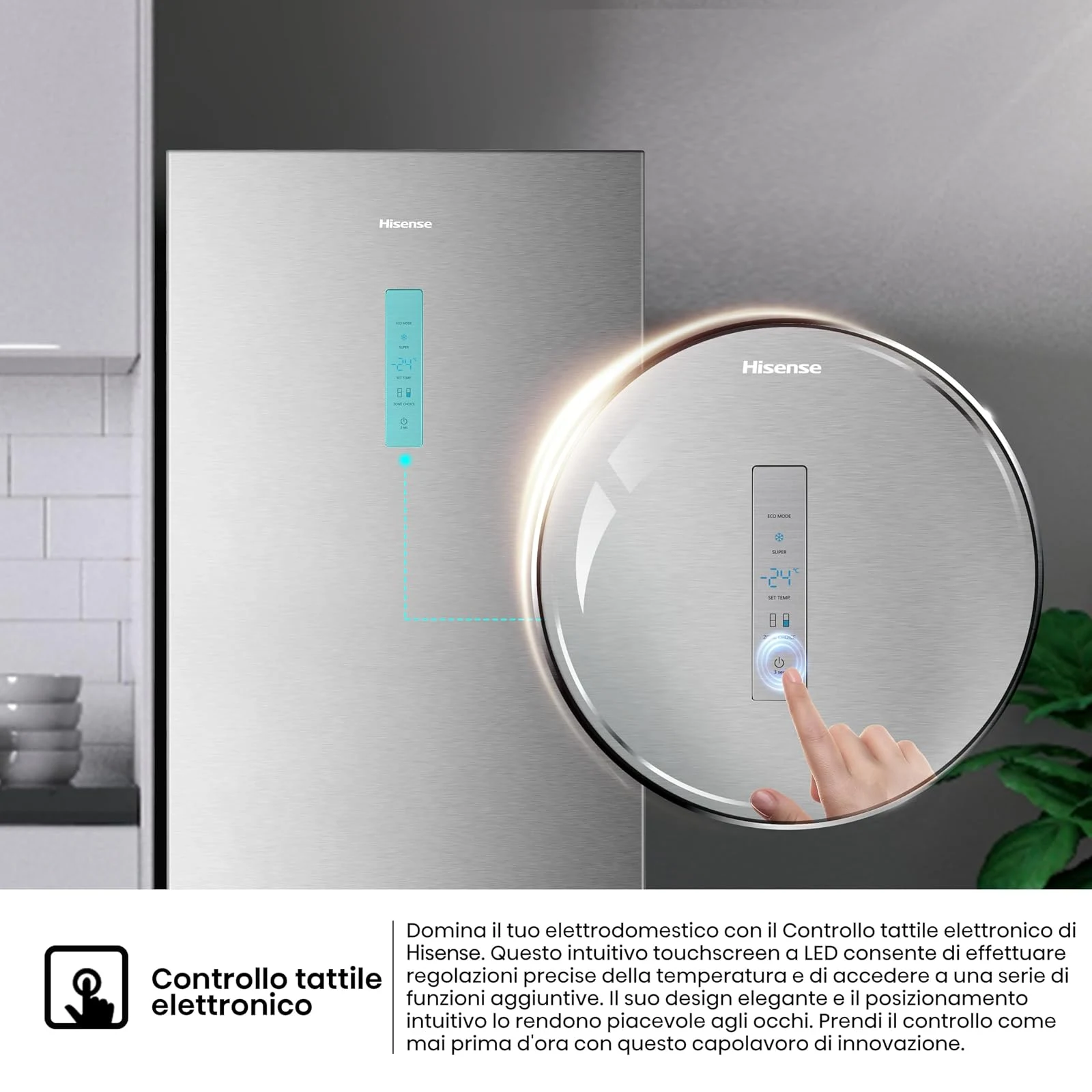 Hisense Frigorifero doppia porta RB645N4BIE Frigorifero Combinato Total No Frost, Multi Air flow, Mo