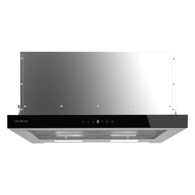 Cecotec Cappa cucina downdraft 550m³ Cappa Telescopica 60 cm Flux TLT 605500 Glass A++. Motore 70W, Basso Consumo, Fronte Vetro, Aspirazione /h, Controllo Tattile e Gestuale, Filtro a Carboni Attiv