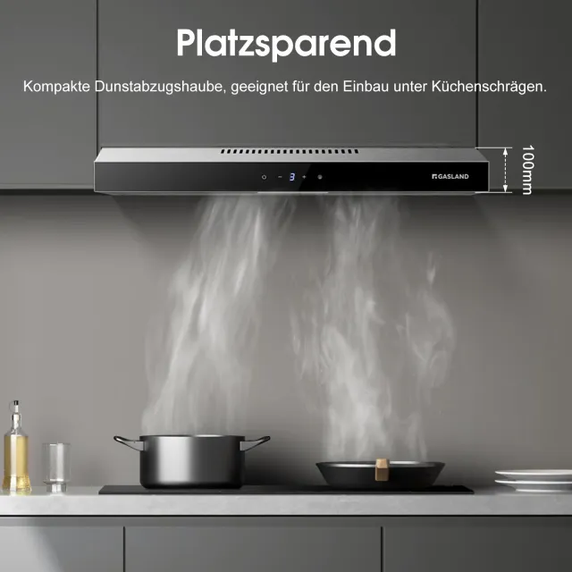 Gasland Cappa cucina angolo SR60SS Chef Aspiratore di fumi a ricircolo 60 cm, Aspiratore di fumi sil