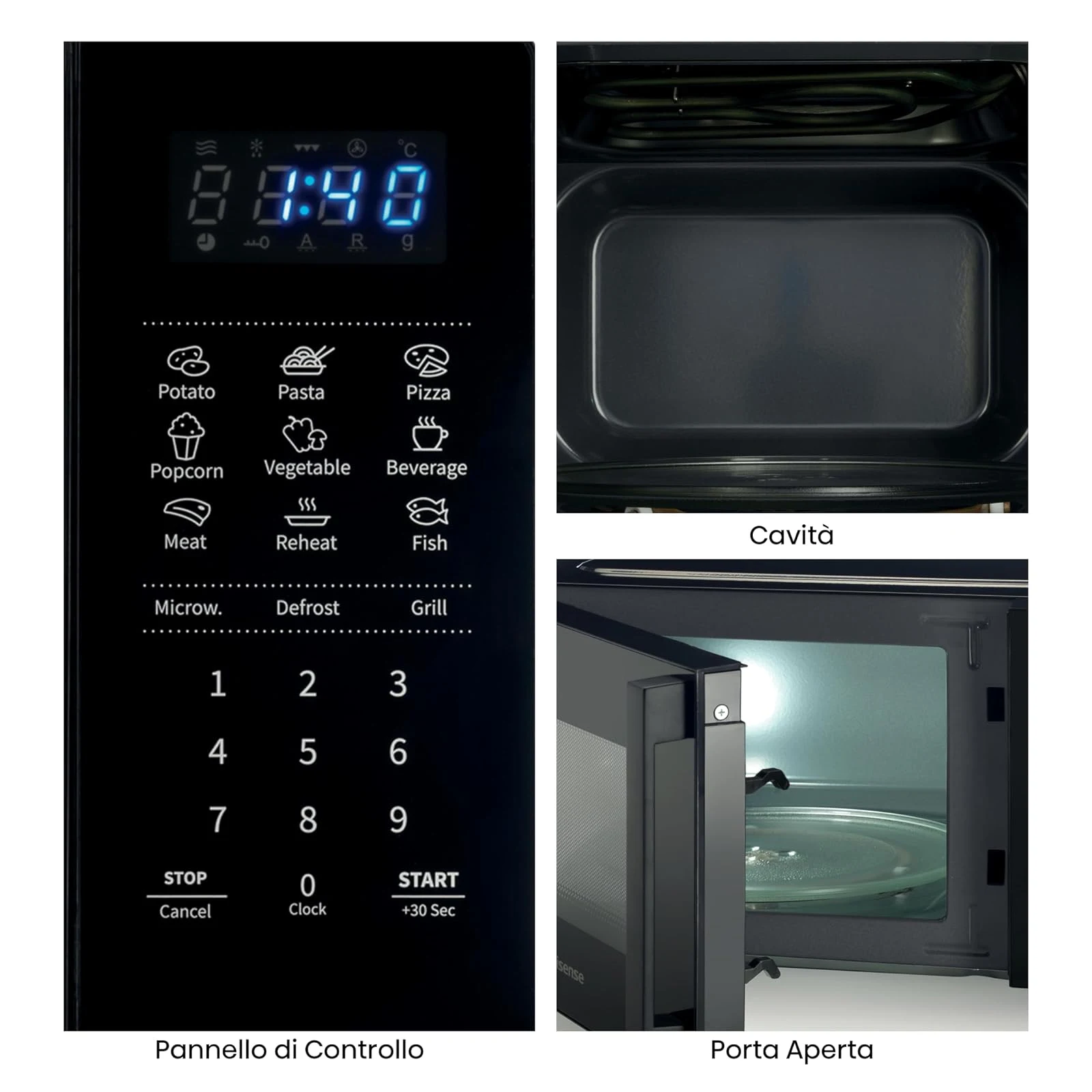 Hisense Microonde incasso H20MOBS4HG Forno Microonde con controllo Elettronico, Capacità 20 L, Poten