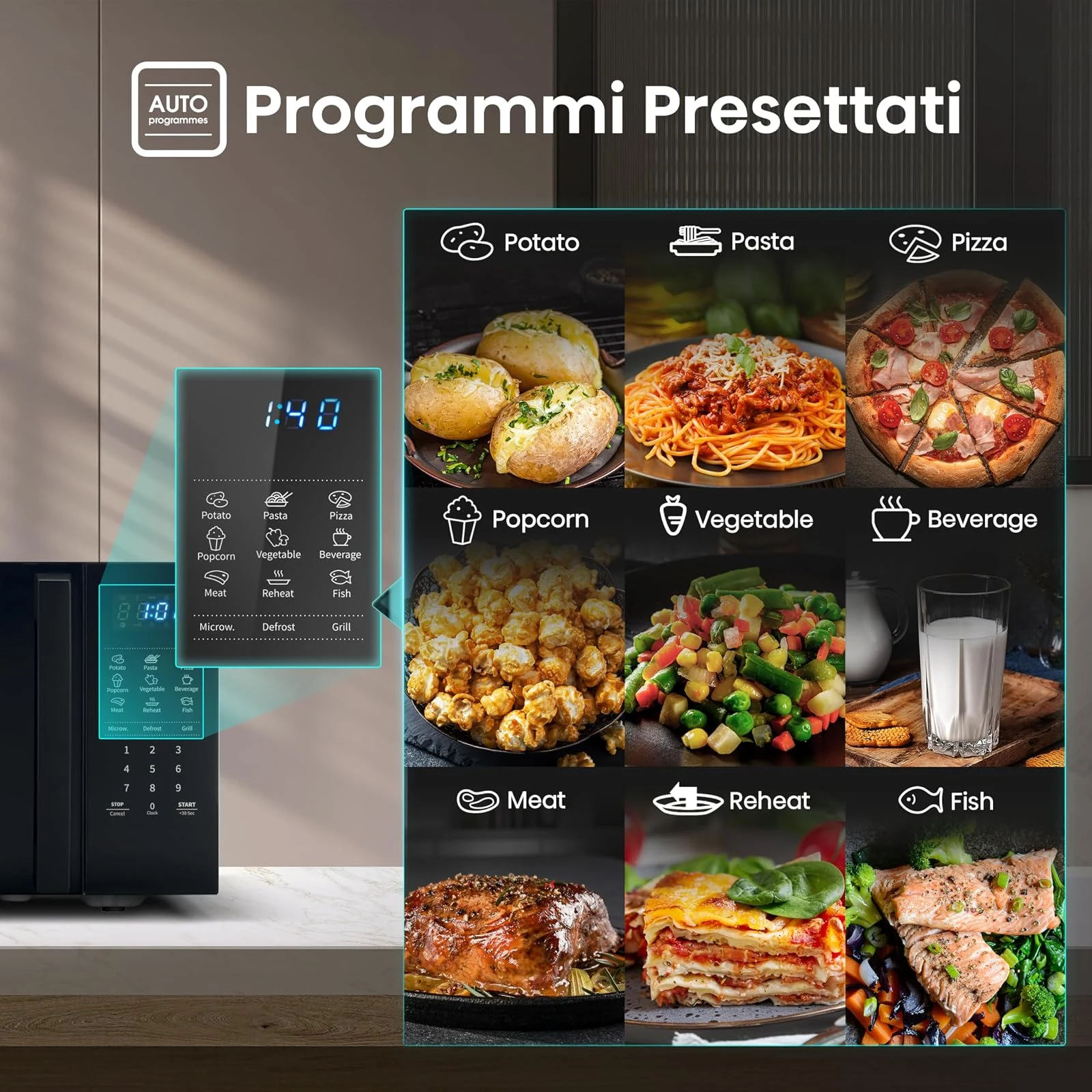 Hisense Microonde incasso H20MOBS4HG Forno Microonde con controllo Elettronico, Capacità 20 L, Poten