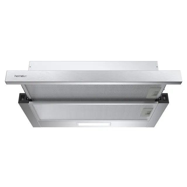 Hermitlux Cappa cucina soffitto 360m³ Cappa Aspirante 60 cm, Cappa da incasso /h, Luci LED, Evacuazione esterna/ricircolo, Include Filtro a Carbone Attivo, 65dB