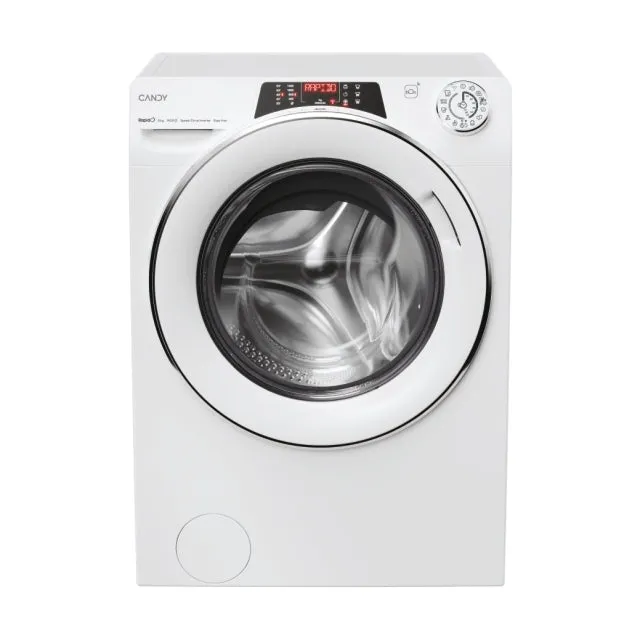 Candy Lavatrice slim 1486DWMCT1-S RapidÓ RO , Lavatrice a carica frontale, 8 KG, Classe A, 1400 giri, 76 dB, Cicli Rapidi, Vapore, 16 programmi, Bianco, AxLxP 85x60x53 cm