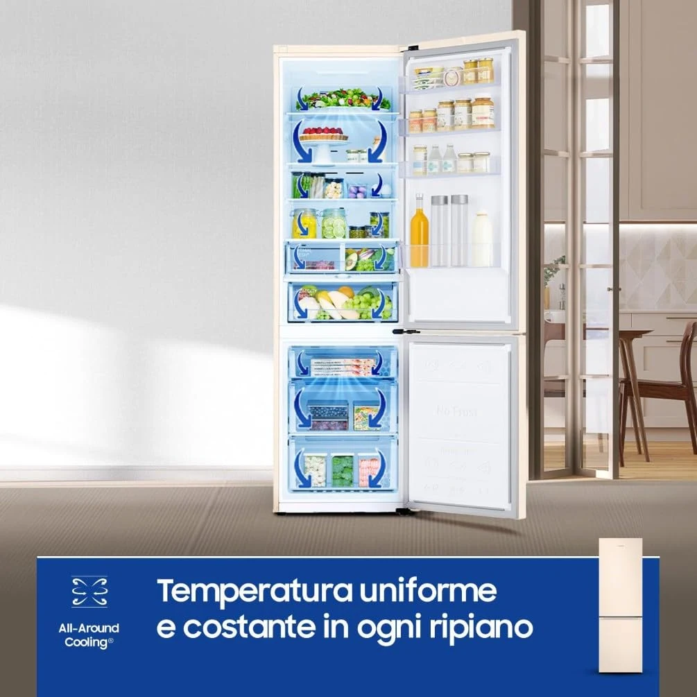 Samsung Frigorifero monoporta RB38C603DEL/EF EcoFlex AI Frigorifero Combinato, WiFi, SpaceMax, Total