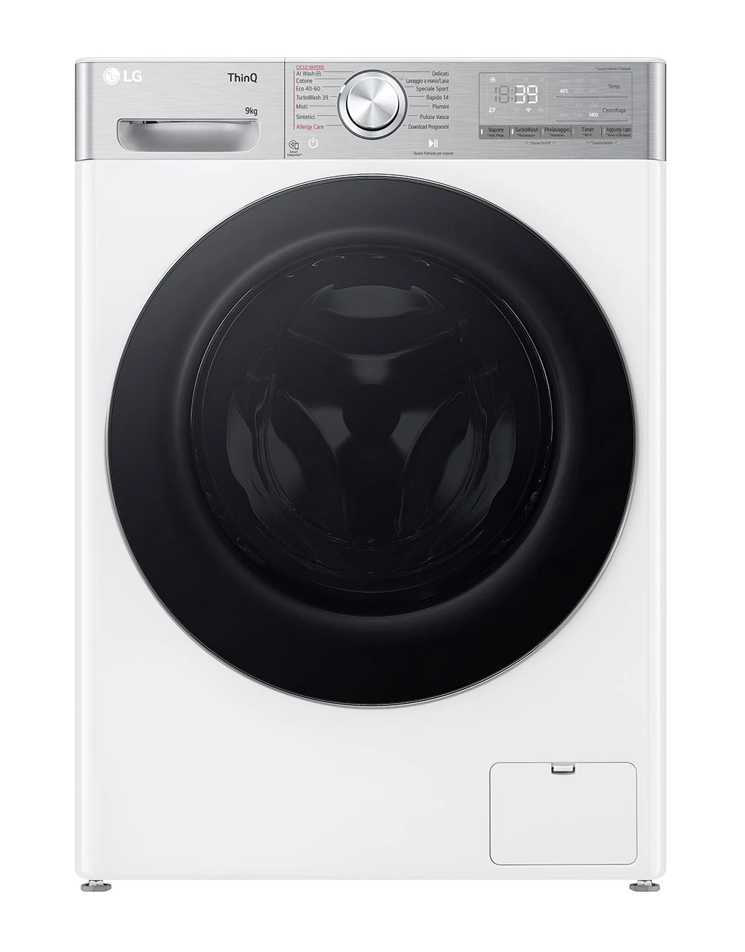 LG Lavatrice carica alto F4R9009TPWC AI DD Lavatrice Classe A -40%, Carica Frontale Serie R9, Lavatrice 9kg, 1400 giri, AI Wash, TurboWash 360, Lavaggio a Vapore con antipiega, Wi-Fi, Libera instal