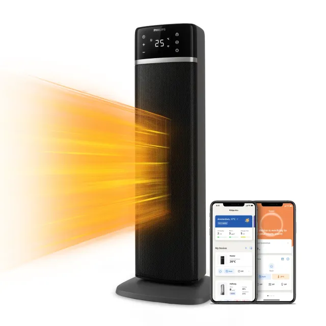 Philips Stufa elettrica 5000-2000W Termoventilatore a torre Serie , risparmio energetico 50%, displa