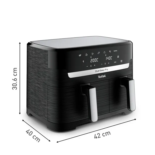 Tefal Friggitrice ad aria EY901810 Friggitrice ad aria a doppia camera Dual Easy Fry | Capacità 5,2/