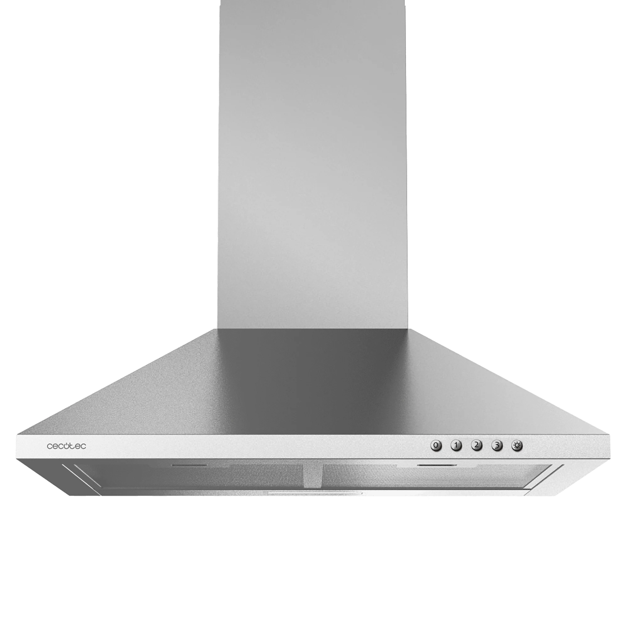 Cecotec Cappa cucina parete 403m3 Cappa aspirante 60 cm Flux PM 604300 Inox C Forma a Piramide, Finitura Inox, Potenza di aspirazione /h, Motore 105W, Classe C, Controllo meccanico, 3 Livelli di