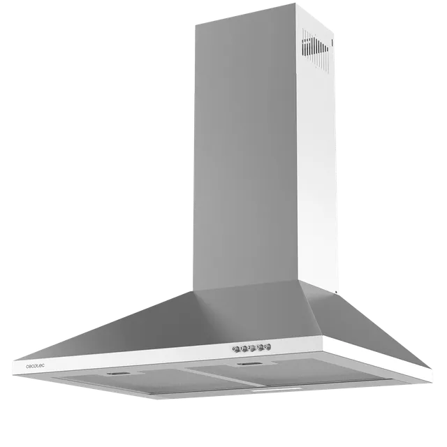 Cecotec Cappa cucina parete 403m3 Cappa aspirante 60 cm Flux PM 604300 Inox C Forma a Piramide, Fini