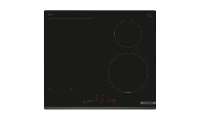 Bosch Piano cottura con cappa integrata PIX631HC1E Serie 6, Piano Cottura a Induzione, FlexInduction: più Flessibilità, DirectSelect, PerfectFry plus, Home Connect, senza Cornice, Nero, 60 cm