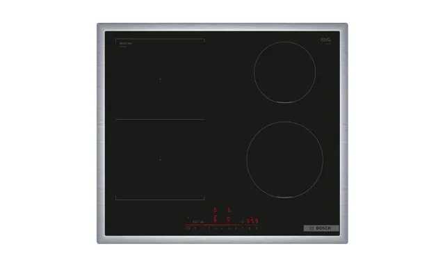 Bosch Piano cottura elettrico PVS645HB1E Serie 6 Smart Piano cottura a induzione (autosufficiente), larghezza 60 cm, combinazione di due zoo di cottura, telaio perimetrale, controllo della cappa basata