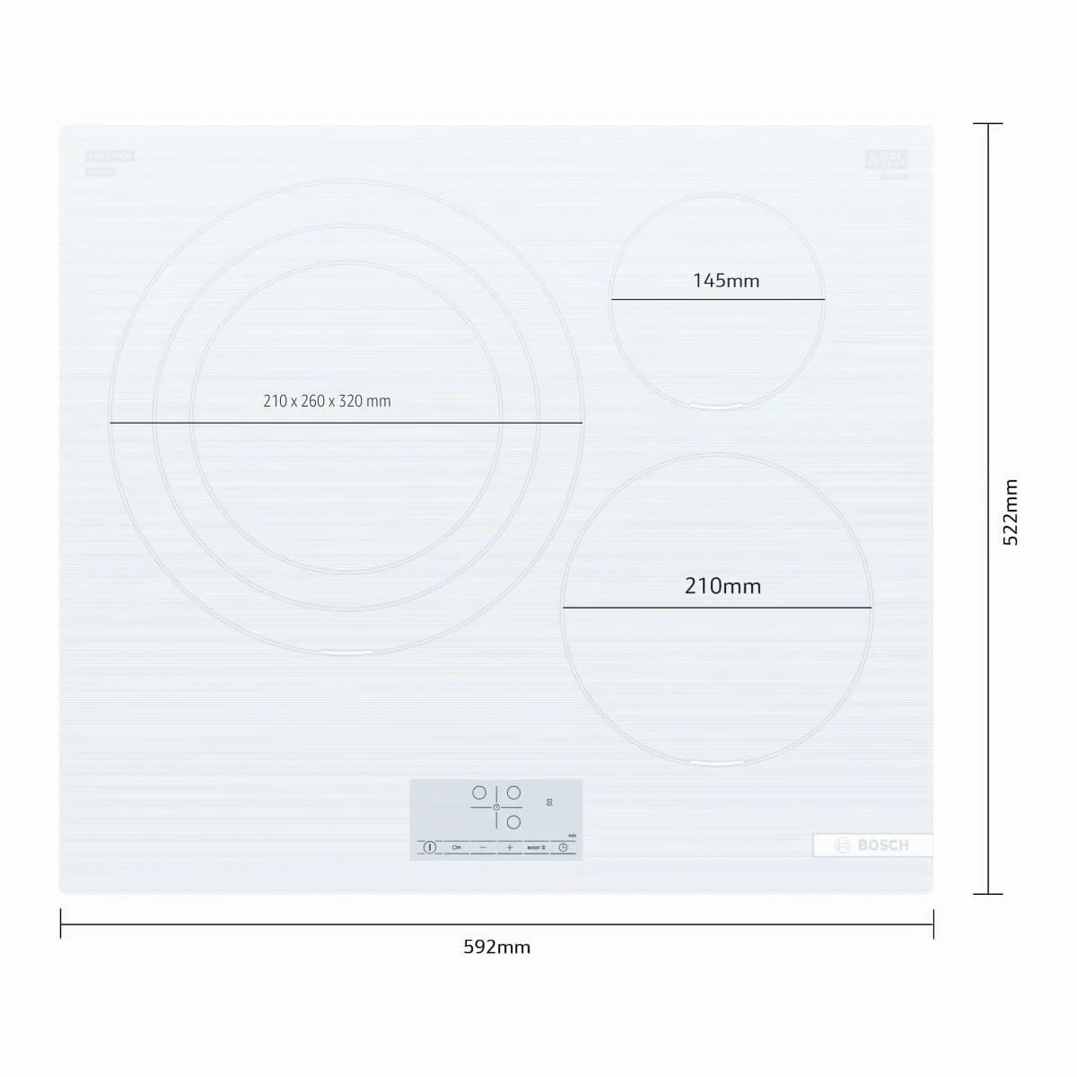 Bosch Piano cottura gas PID612BB1E Piano cottura a induzione, 60 cm, Serie 4, Funzione Sprint, Bianc