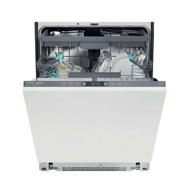 Candy Lavastoviglie integrata parziale 6C4F1PA Rapido' Lavastoviglie da Incasso 60 cm, 16 Coperti, 8 Programmi, Classe C, Connessione Wi-Fi + BLE, Controllo App hOn, Partenza Ritardata, Silenziosa, 55,5 x 59