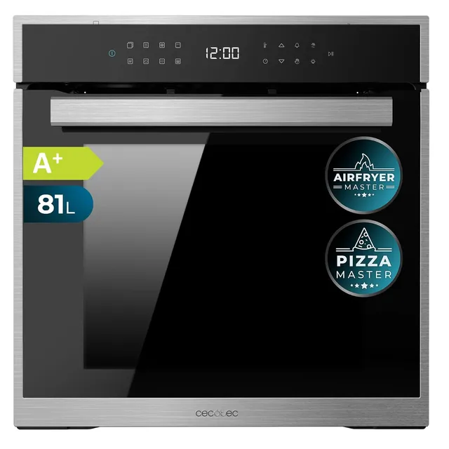 Cecotec Forno incasso P506000 Forno da Incasso Pirolitico 81L Bolero Hexa Glass Black A+. 11 Funzioni con Airfryer Master, Pizza Master, 3D Cooking, Steam Base X2, Basso Consumo, Facile Puli