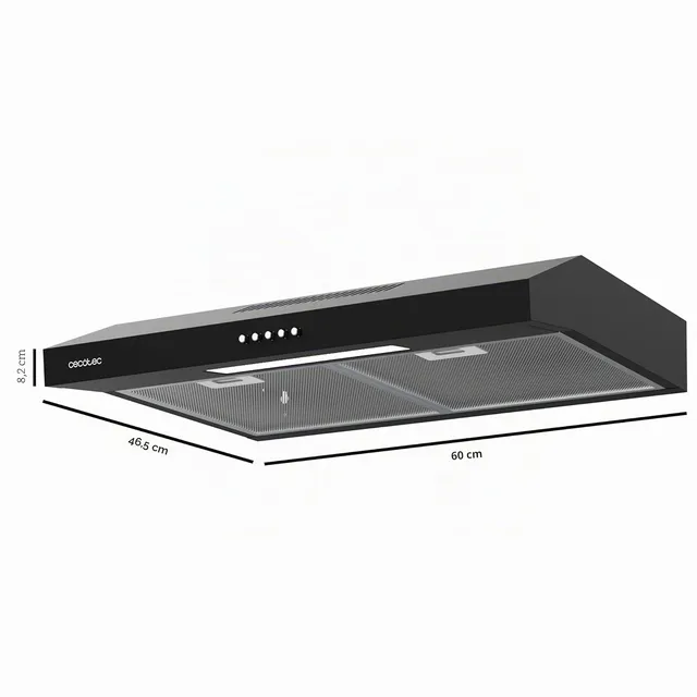 Cecotec Cappa cucina downdraft 220m3 Cappa aspirante 60 cm di larghezza Bolero Flux CM 602200 Black 