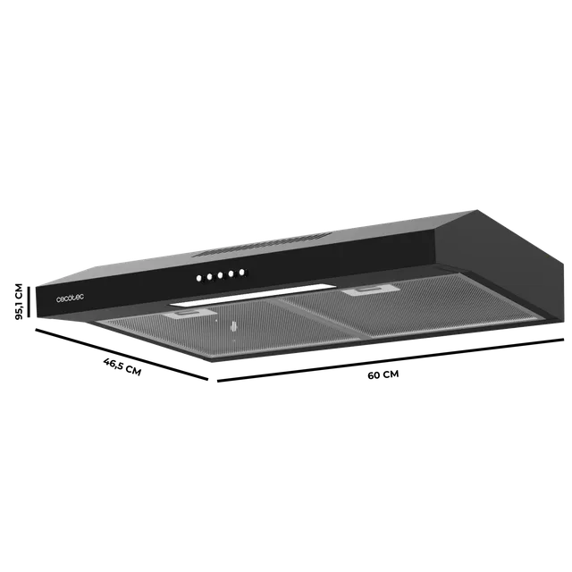 Cecotec Cappa cucina downdraft 220m3 Cappa aspirante 60 cm di larghezza Bolero Flux CM 602200 Black 