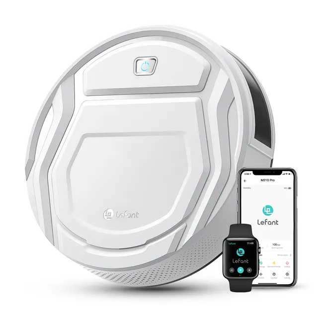 Lefant Robot aspirapolvere M210P Robot Aspirapolvere, Potenziamento Tappeto, Aspirazione 2200Pa, Ultrasottile 7.8cm Aspirapolvere Robot,Ideale Per Peli di Animali, Moquette, Pavimento Duro, App