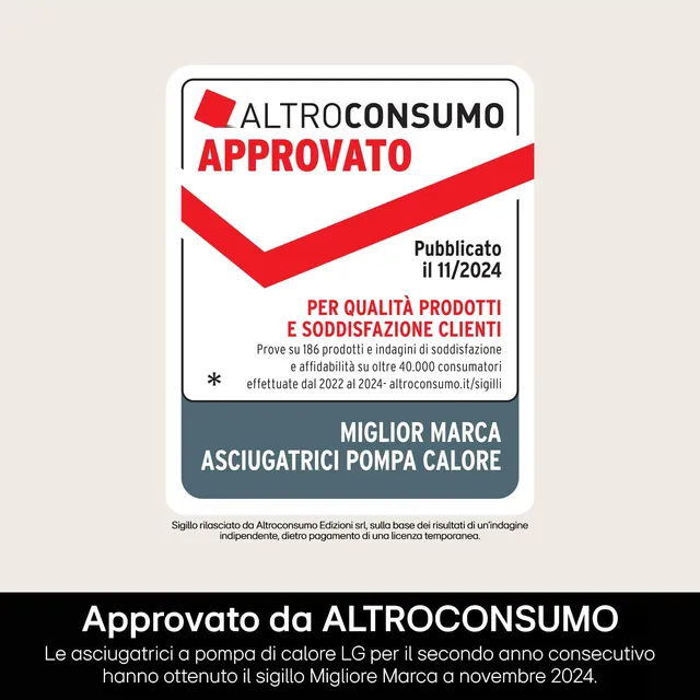 LG Asciugatrice RH90V9AVBN Asciugatrice con pompa di calore, 9 Kg, Inverter, Wi-Fi, Classe energetic