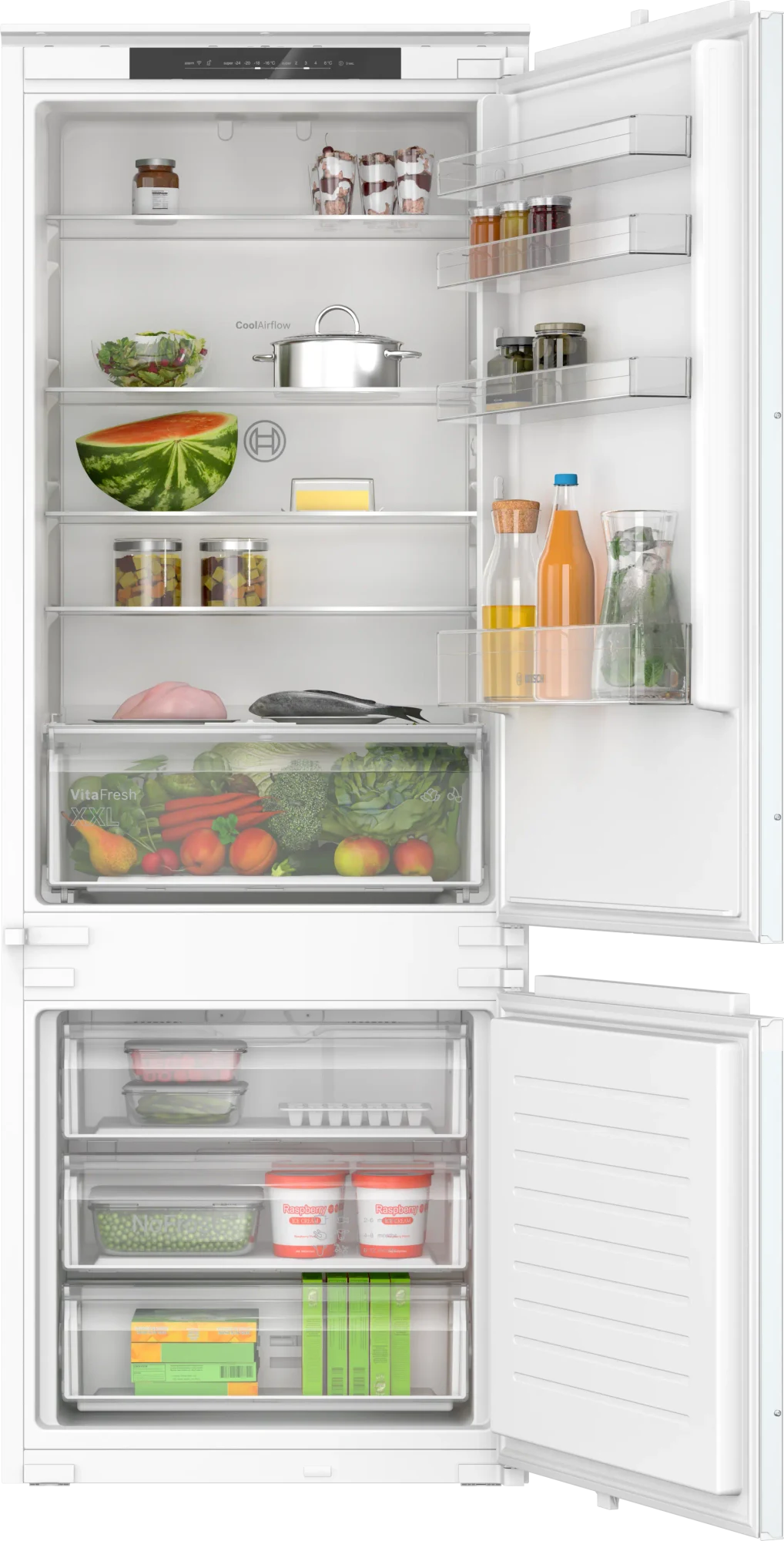 Bosch Frigorifero incasso monoporta KBN965SE0 Serie 2, Frigorifero combinato Smart da incasso, Total No Frost, VitaFresh XXL, Tecnologia Inverter Intelligente, Home Connect, Luce LED, 193.5 x 69.1 cm, cerni