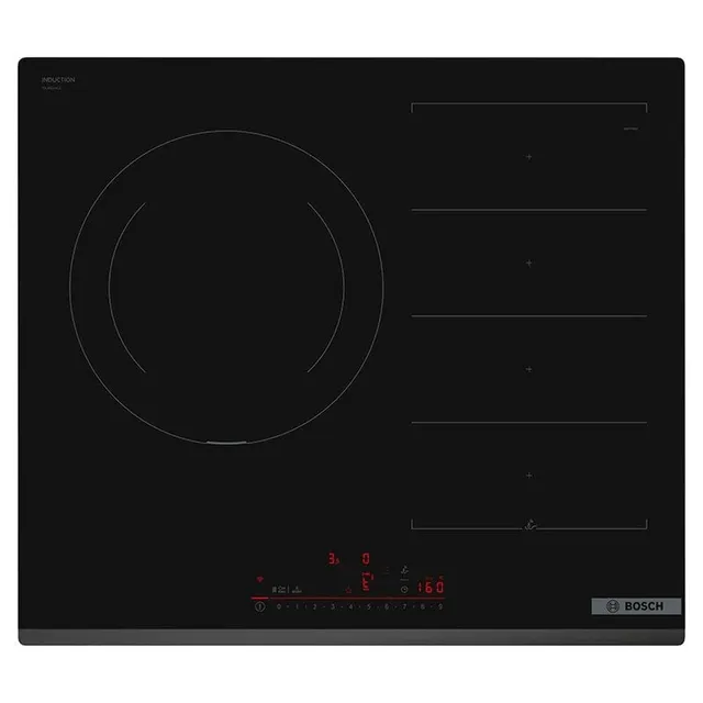 Bosch Piano cottura domino PXJ631HC2E Piastra a induzione, 60 cm, Serie 6, FlexInduzione e Zona di 28 centimetri, Elettronica DirectSelect, PerfectFry Plus, Home Connect, Nero