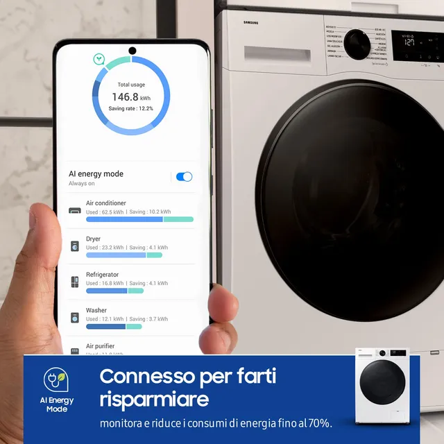 Samsung Lavasciuga incasso WD11DG5B15BEET 11+6 Lavasciuga Crystal WiFi WD11DG5B15BEET, 11+6 kg, Ecob