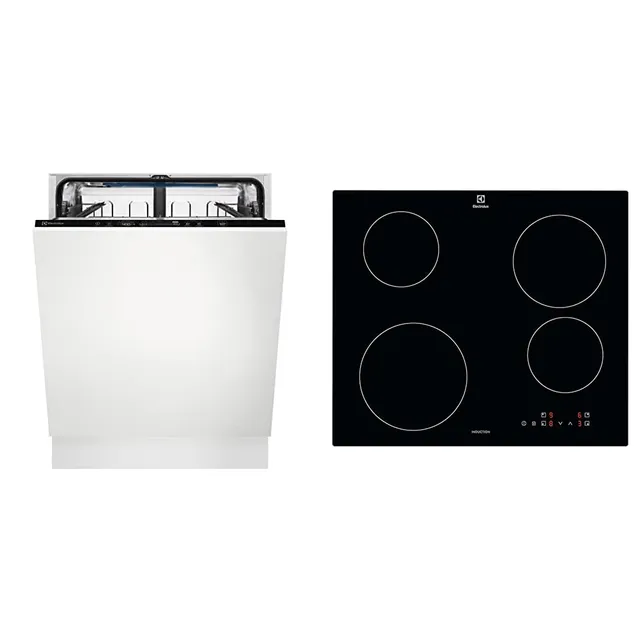 Electrolux Lavastoviglie integrata totale EES47311L Serie 600 Lavastoviglie Integrata Totale 60 cm, , Comandi QuickSelect & Serie 300 Piano Cottura a Induzione 4 Fuochi da Incasso, EIB60424CK, Comandi SliderTouch