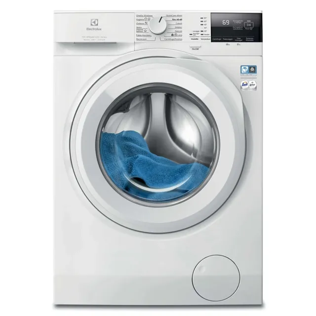 Electrolux Lavasciuga EW7W285W Lavasciuga 8 kg Lavaggio + 5 kg Asciugatura, SteamCare 700, SteamRefresh, DualCare, OneGo 20/60 min, 1400 giri, Tecnologia SensiCare+, Classe Energetica D, Cari
