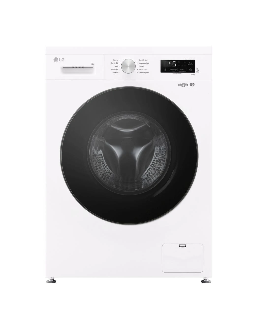 LG Lavatrice incasso F4NX1009NWB Lavatrice 9 kg a Carica Frontale Serie X1, Classe A, 1400 giri, Wi-Fi, 6 Motion Direct Drive, Lavaggio a Vapore Allergy Care, Libera installazione, Essence Whit