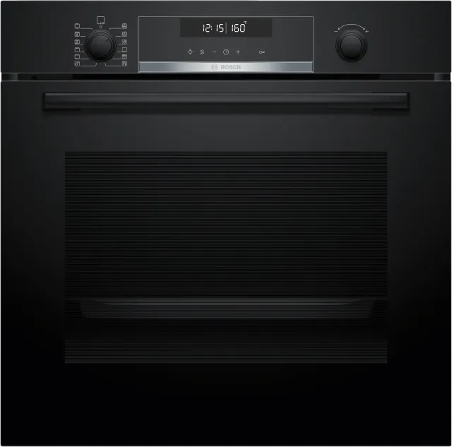 Bosch Forno incasso HBG578BB3 Serie 6, Forno da incasso, Pirolisi: pulizia del forno senza sforzo, Display LCD bianco, Funzione AirFry, 30 programmi automatici, Nero, 60 x 60 cm