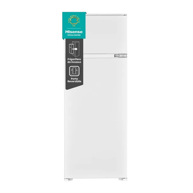 Hisense Frigorifero incasso side by side RI1P205NEWE Frigorifero Combinato Incasso 205 Litri, Statico, 1 cassetto, Porte reversibili, LED, Classe E, Bianco